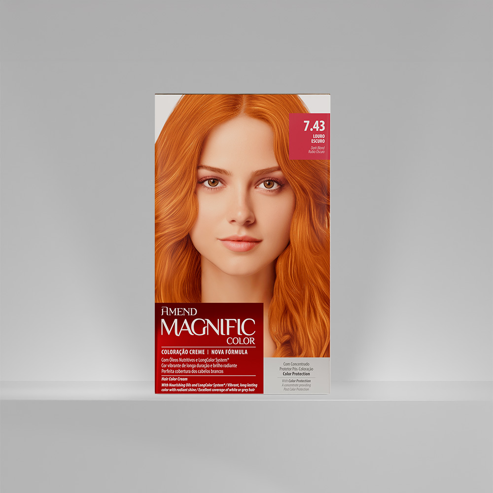 Kit Coloração Amend Magnific Color 7.43 Louro Médio Acobreado Dourado